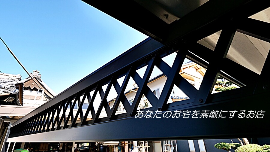 変形カーポート 梁延長 特注